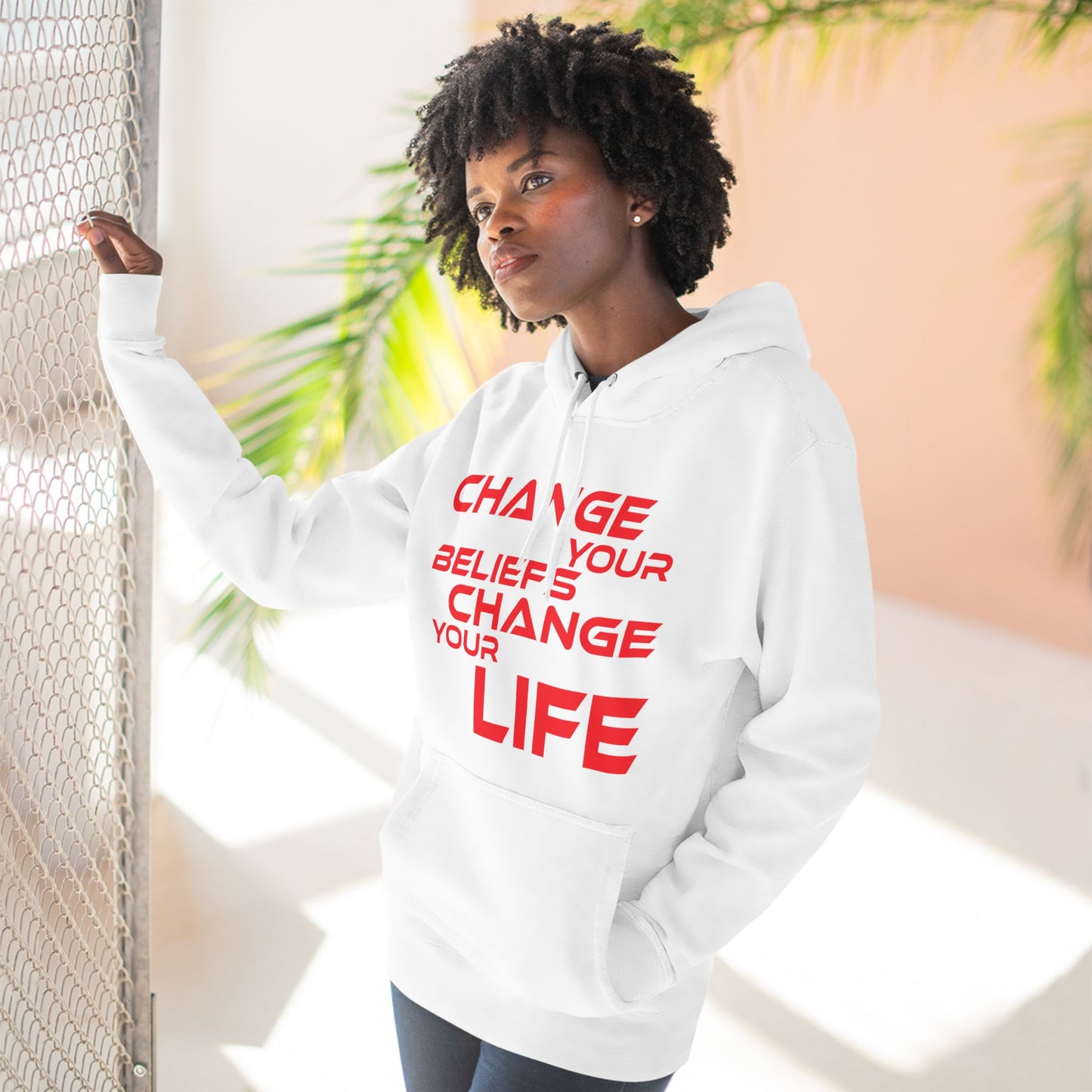 Change Your Beliefs, Change Your Life - Inspiring Fleece Hoodie - "Change Your Beliefs, Change Your Life"