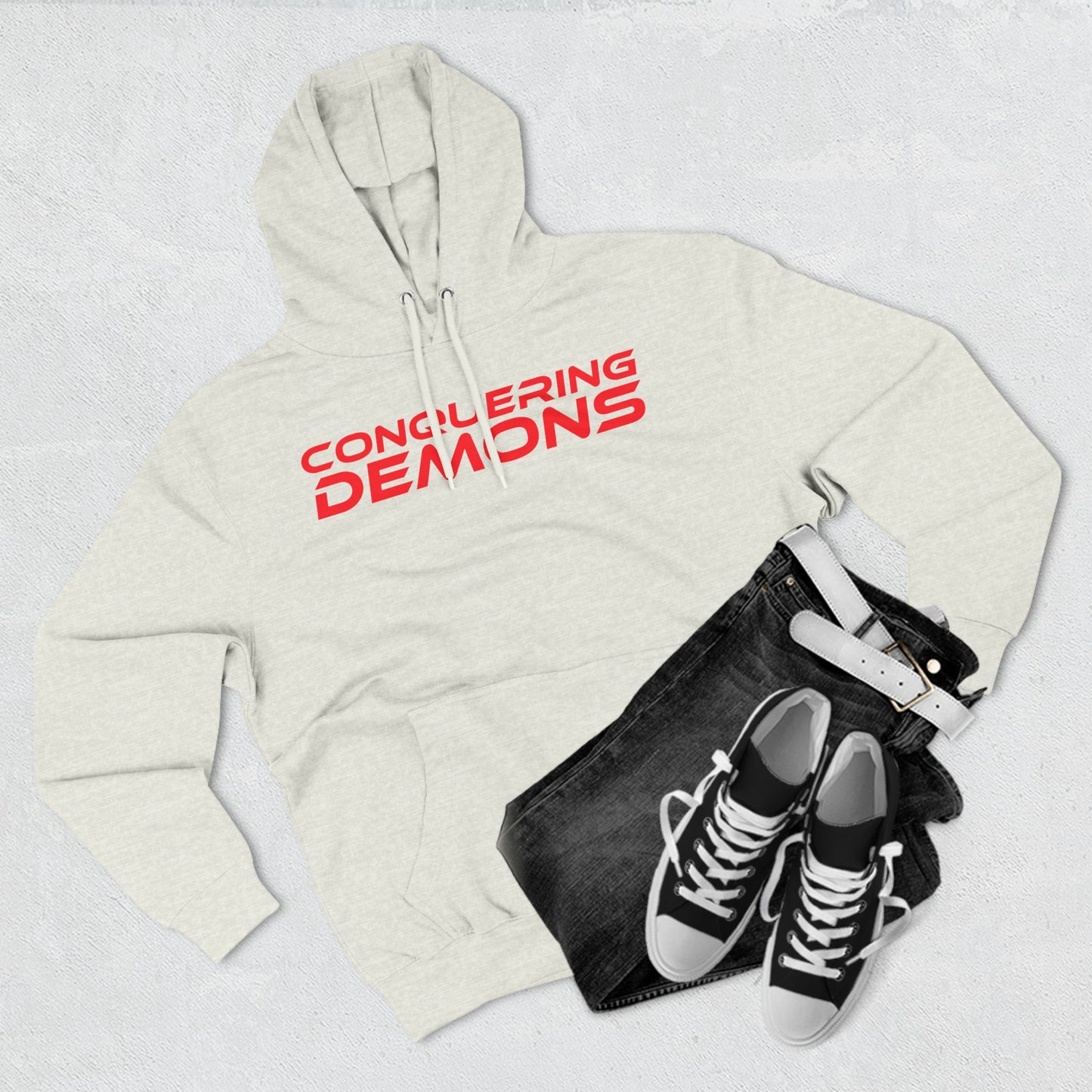 Conquering Demons - Three-Panel Fleece Hoodie