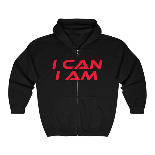 I Can, I Am - Inspirational Zip-Up Hoodie - "I CAN I AM" Motivational Sweatshirt