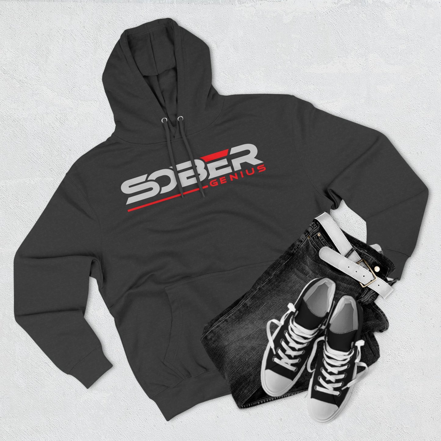 Sober Genius Logo - Three-Panel Fleece Hoodie