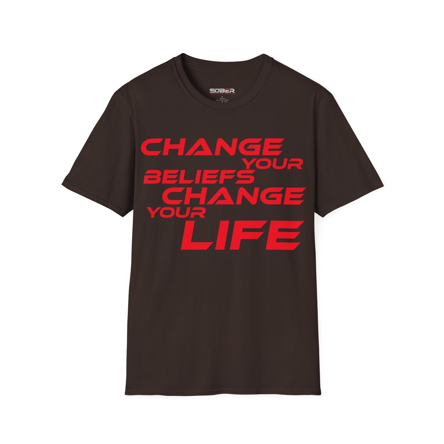 Change Your Beliefs, Change Your Life - Motivational Unisex Softstyle T-Shirt - 'Change Your Beliefs, Change Your Life'