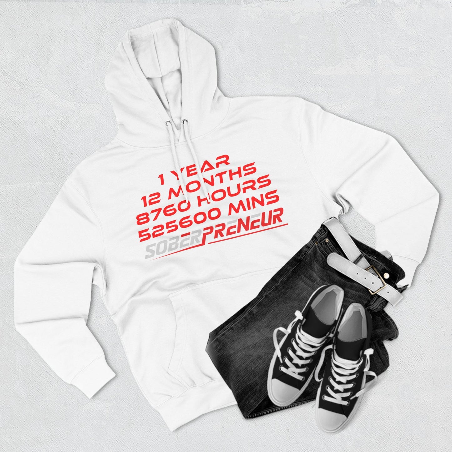 1 Year - Motivational Soberpreneur Fleece Hoodie - Celebrate Your Journey