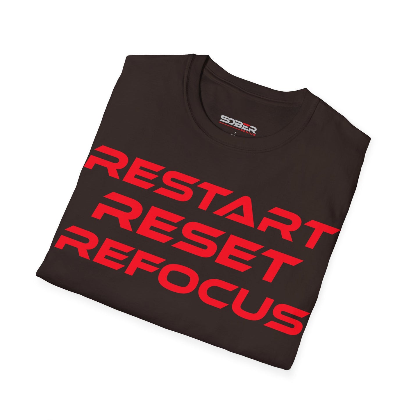 Restart, Reset, Refocus - Motivational Unisex Softstyle T-Shirt - 'Restart, Reset, Refocus' - Perfect for Self-Care and Mindfulness