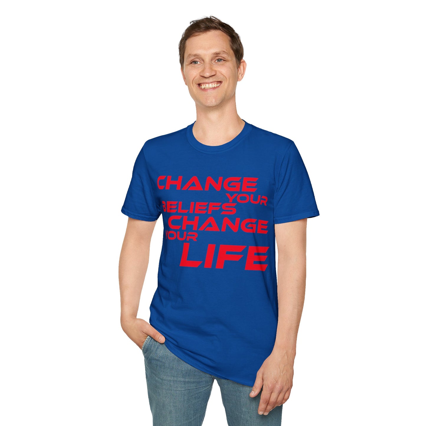 Change Your Beliefs, Change Your Life - Motivational Unisex Softstyle T-Shirt - 'Change Your Beliefs, Change Your Life'