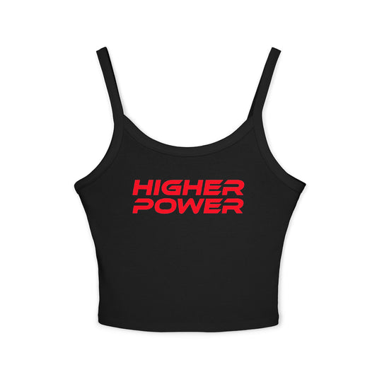 Higher Power - Women's Spaghetti Strap Tank Top - Motivational Gray Crop