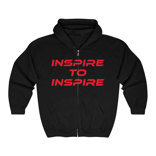 Inspire to Inspire - Unisex Zip Hoodie - Motivational Heavy Blend Sweatshirt