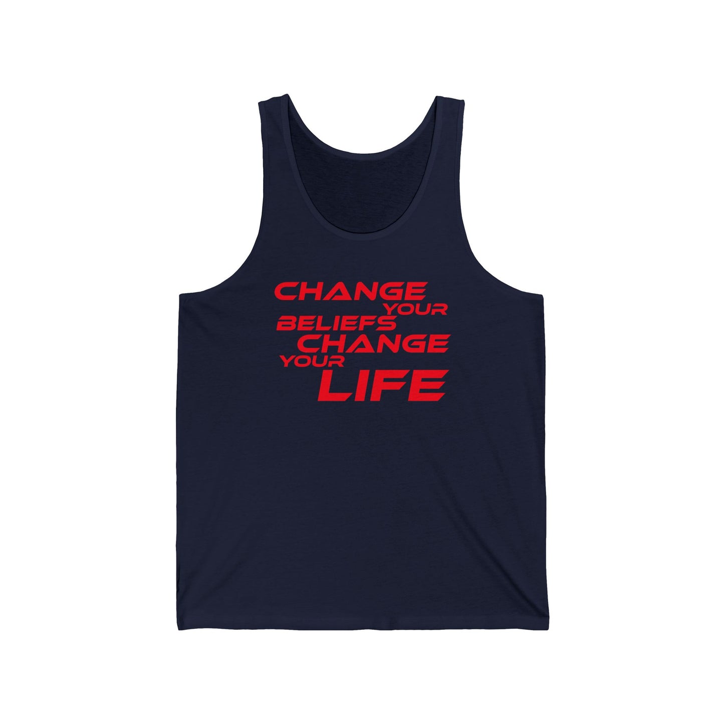 Change Your Beliefs, Change Your Life - Inspirational Unisex Jersey Tank - "Change Your Beliefs, Change Your Life" - Motivational Workout Top