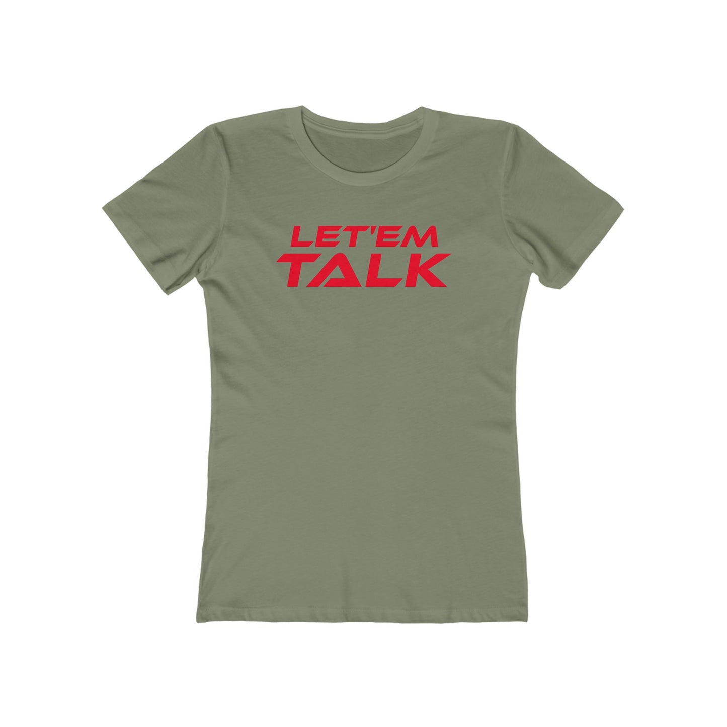 Let'em Talk - Women’s Let'em Talk Boyfriend Tee - Casual Black Graphic T-Shirt