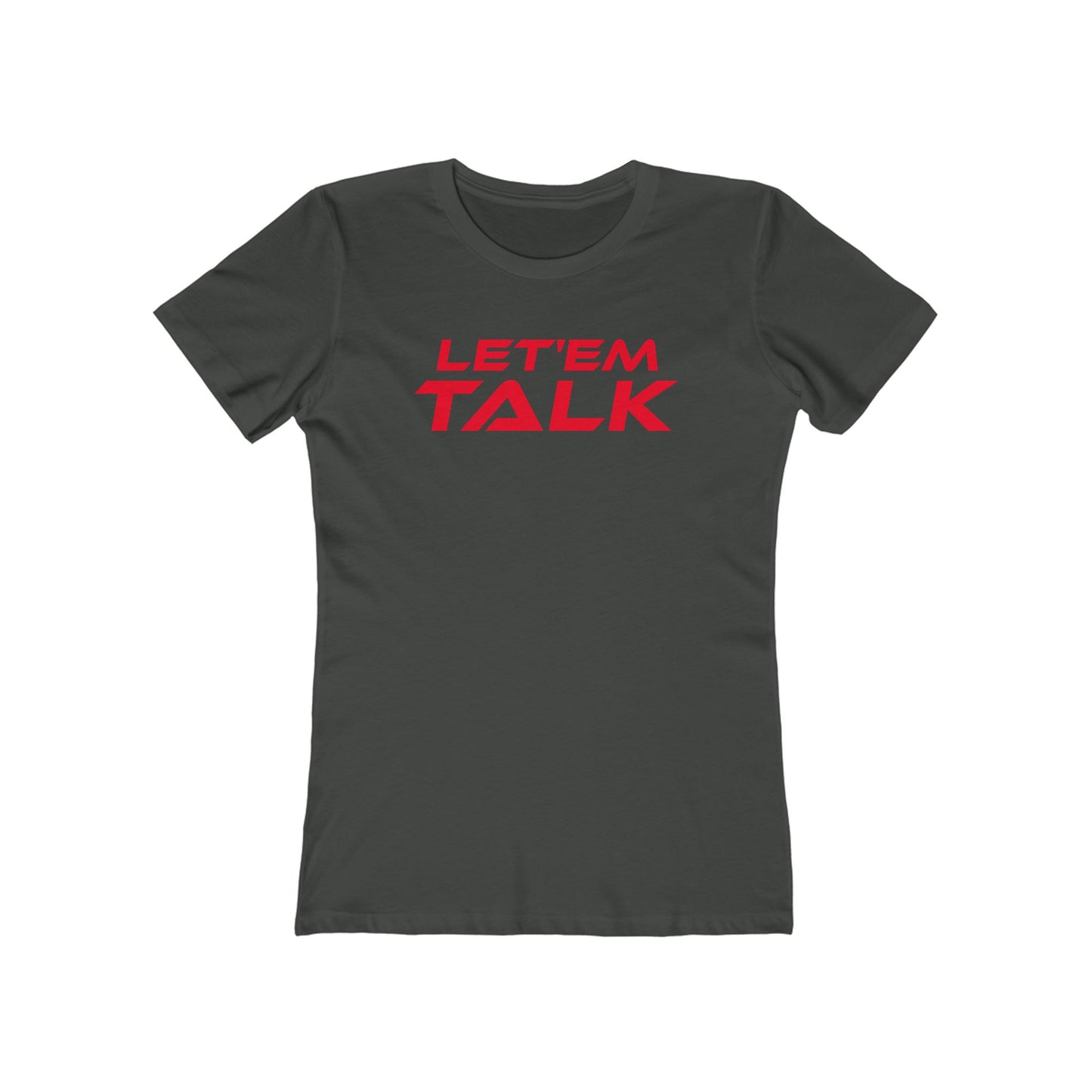 Let'em Talk - Women’s Let'em Talk Boyfriend Tee - Casual Black Graphic T-Shirt